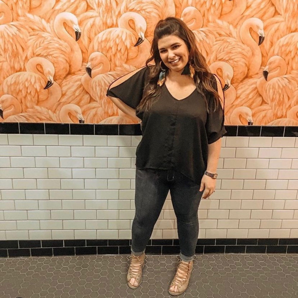 Batwing cold shoulder top